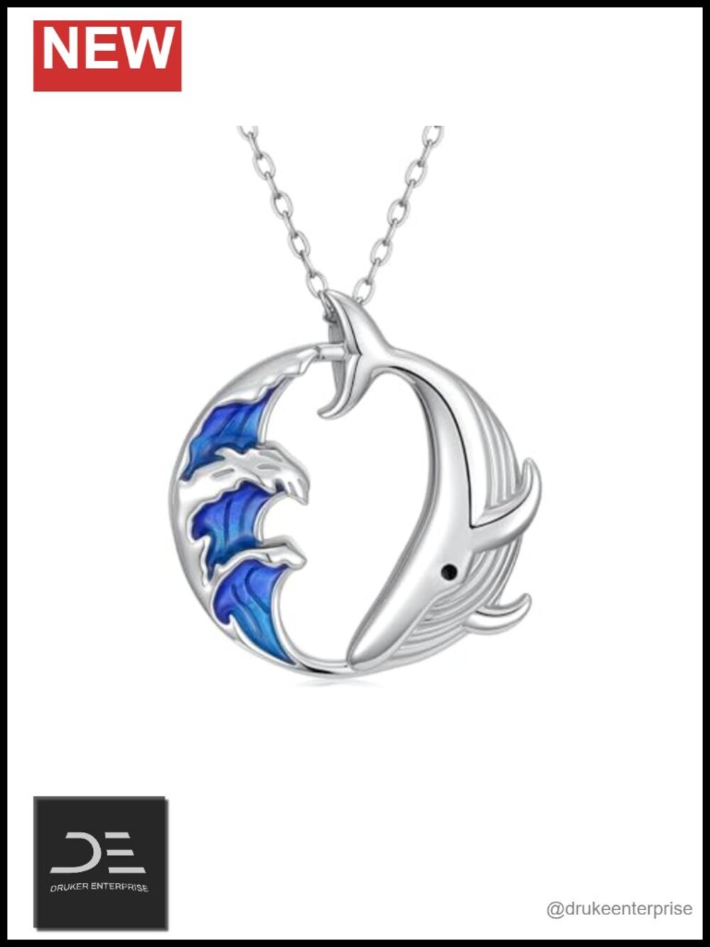 925 Sterling Silver Whale Pendant Necklace Ocean Animal Jewelry Gift